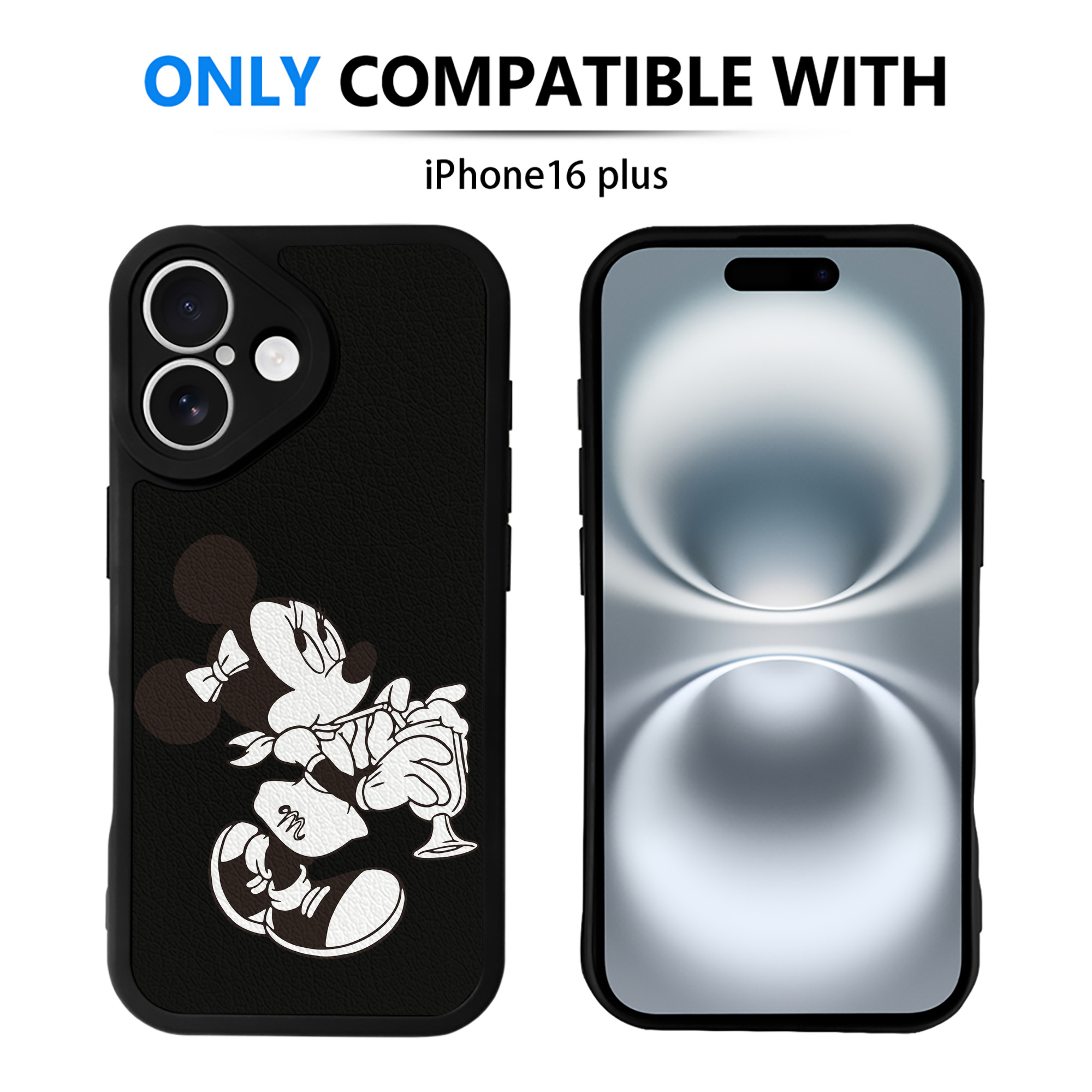 （画像用） ミッキーマウス Mickey Mouse 【iPhone 16シリーズ対応】シリコンスマホケース（レザー調） 材質：シリコン